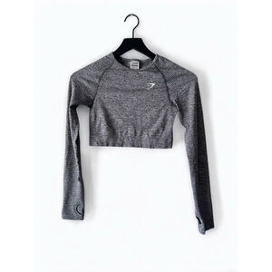 Gymshark Seamless Long Sleeve Crop Top Gray Marl Small | Workout
